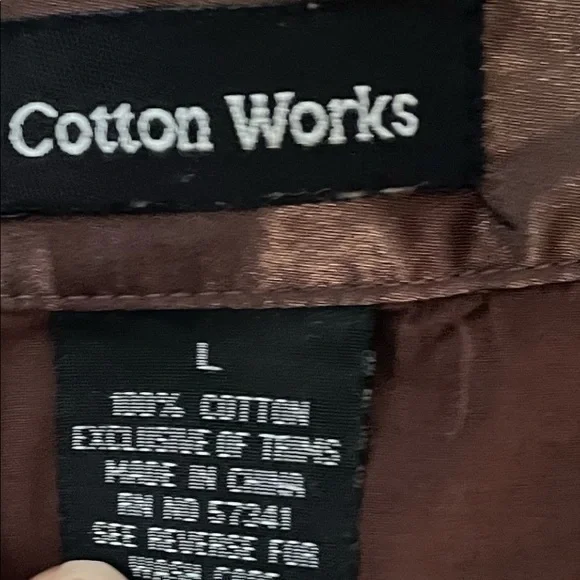 Cotton Works Brown Button up Short Sleeve‎ Blouse - Picture 2 of 5
